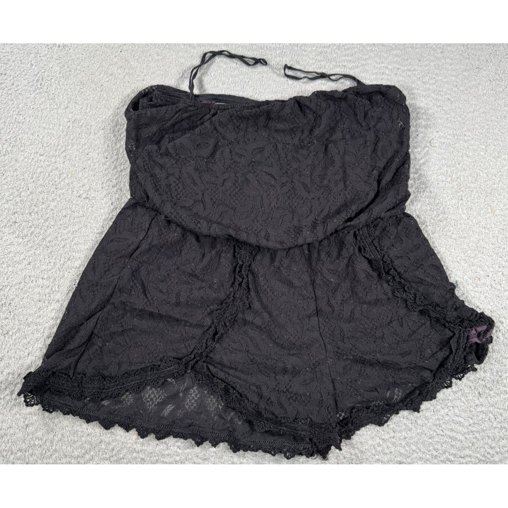 Free People Tahlia Romper Women Small Black Playsuit Short Jumpsuit Off Shoulder